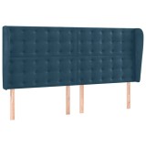 Cumpara ieftin Tablie pat cu urechi albastru inchis 183x23x118/128 cm catifea