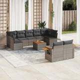 vidaXL Set mobilier de grădină cu perne, 10 piese, gri, poliratan 3259540