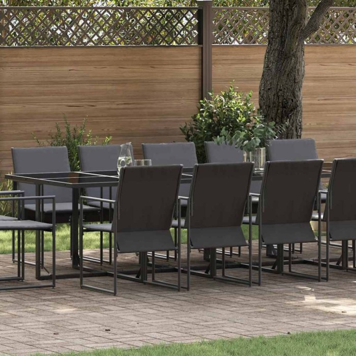 vidaXL Set de masă pentru grădină 15 pcs Negru Oțel