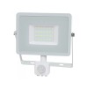 Proiector 30W LED alb rece 6400K IP44 alb senzor