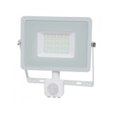 Proiector 30W LED alb rece 6400K IP44 alb senzor