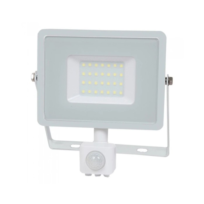 Proiector 30W LED alb rece 6400K IP44 alb senzor