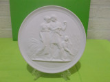 PLACHETA din PORTELAN biscuit COPENHAGEN , basorelief sculptor Thorvaldsen VARA, Decorative