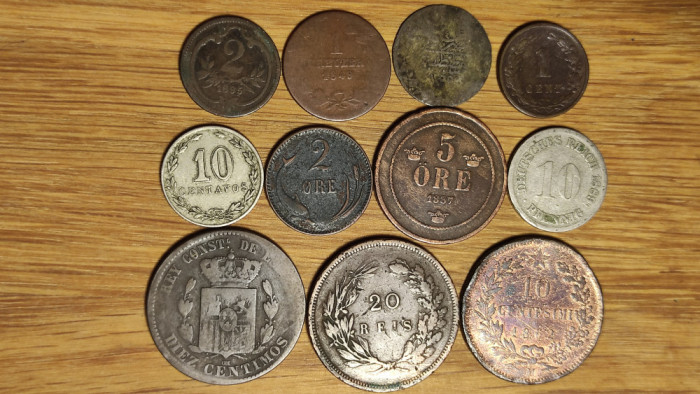 Start colectie 3 incepatori- 11 monede diferite secolul 19 - starea din imagini