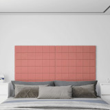 VidaXL Panouri de perete 12 buc. roz 90x15 cm catifea 1,62 m&sup2;