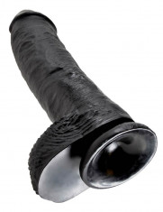 Dildo Realistic Cu Testicule King Cock, Negru, 25 cm foto