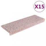 Cumpara ieftin Covorase pentru scari, 15 buc., 65x21x4 cm, roz deschis, cu margini dreptunghiulare