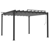 Cumpara ieftin Pavilion cu acoperis jaluzea antracit 3x3 m tesatura&amp;aluminiu