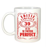 Cana alba personalizata, Editie Limitata 39 ani, INOVATIX&reg;. 330ml, Oem