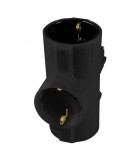 Distribuitor tip T 3x prize schuko cu protectie negru 16A 3680W, Home By Somogyi