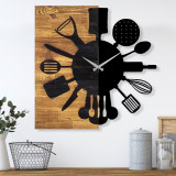 Ceas de perete decorativ din lemn Wooden Clock 32, Nuc, 3x58x60 cm