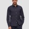 Camasa barbati cu maneca lunga, imprimeu cu puncte si croiala Slim Fit, Bleumarin, S