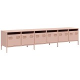 Cumpara ieftin Dulap TV, roz, 202x39x43,5 cm, otel laminat la rece