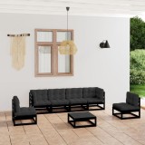 Cumpara ieftin Set mobilier grădină cu perne, 7 piese, lemn masiv pin
