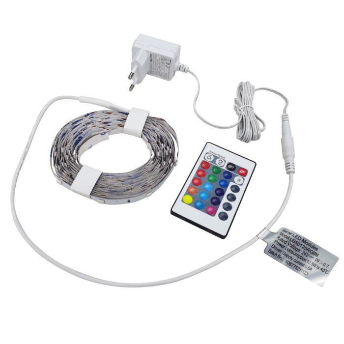 Kit banda LED No Name, 5m, 12.5 W, RGB, 24 V, cu telecomanda