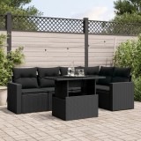 Cumpara ieftin Gossi set mobilier de gradina cu perne, 6 piese, negru, poliratan