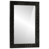 Oglinda de baie negru 50x70x2,5cm lemn masiv de mango si sticla
