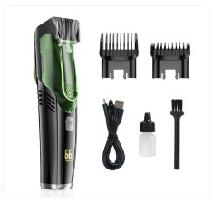 Aparat de tuns barba TOIITKQ, lungime ajustabila, 2 viteze, waterproof, verde, 90 minute autonomie