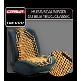 Husa scaun auto fata cu bile din lemn, bej, 126x39 cm, Carpoint