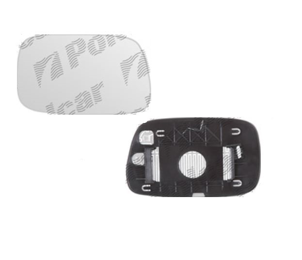 Geam oglinda exterioara cu suport fixare Toyota Corolla (E12), 01.2002-12.2003, Stanga, incalzita; geam convex; cromat