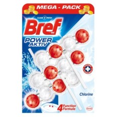 Odorizant WC Bref Power Akttiv Chlorine, 3 Buc/Set, Cantitate 50 g, Parfum Fresh, Odorizant Toaleta, Odorizant Anticalcar pentru WC, Odorizant pentru foto