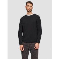 Pulover barbati, subtire, din bumbac, cu logo, Negru, S