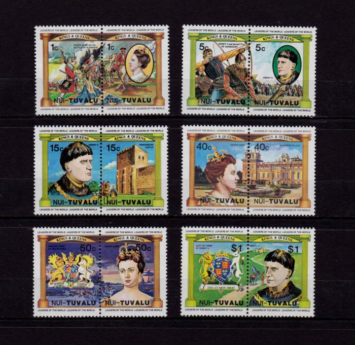 (S9) Nui Tuvalu 1984 &quot;Monarhia Britanica-Regi si Regine &quot;,serie, cota buna , MNH