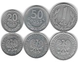 POLONIA Lot Nr 2 / 3buc - 20 + 50 GROSZY + 1 ZLOT 1978