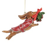 Cumpara ieftin Figurina Catelus Craciun polirasina multicolora 12x2x4 cm