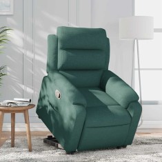 vidaXL Fotoliu rabatabil ridicare pe verticală, verde &icirc;nchis, textil