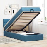 vidaXL Cadru de pat otoman cu saltea, catifea albastru &icirc;nchis 90x190cm 3312666