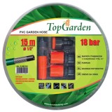 Top Garden 402101 - Furtun 15 m 1/2 inch 18 bar -10/+50 grade fara tambur cuple conectare
