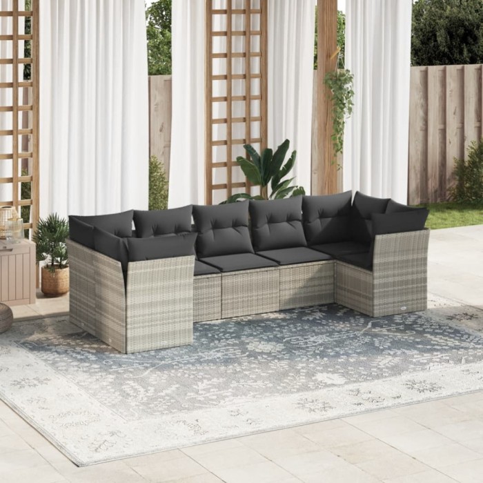 Gossi set canapele de gradina cu perne, 7piese gri deschis poliratan