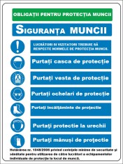 Placuta obligatii pentru protectia muncii foto