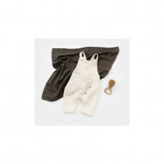 Salopeta de vara cu pantaloni lungi din muselina, BabyCosy, 100%bumbac, ecru (Marime: 9-12 luni)