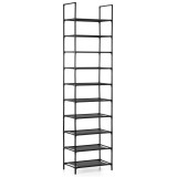 Raft pantofi inalt cu 10 polite, structura metalica si rafturi textile, 45x28x178 cm, negru Household NewTrend