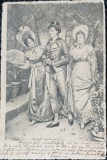 Carte Postala, Barbat la plimbare cu doua femei, 1924