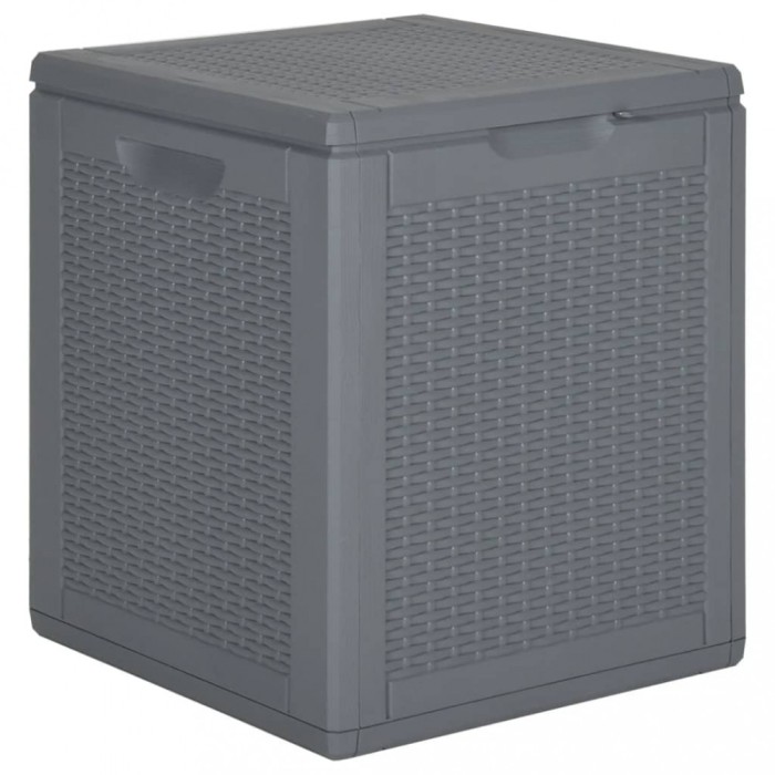 vidaXL Cutie de depozitare pentru grădină, gri, 90 L, PP ratan