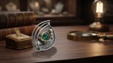Inel Statement din Argint 925 Patinat cu Zirconia Verde