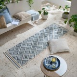 Cumpara ieftin Covor traversa Zia Trellis Outdoor Albastru 80x230 cm, Flair Rugs