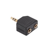 Adaptor jack 3,5mm stereo, tata - 2 x jack 3,5mm stereo, mama, gold - 401615