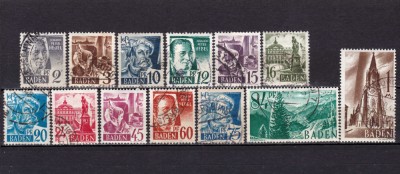✅ (S40)Germania 1947 -Emisiunile Aliatilor -Zona franceza -Baden&amp;quot; Personalitati/vederi Baden&amp;quot; ,serie Mi. 1/13 , cota 12 &amp;euro;, stampilate foto