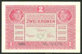 q488 UNGARIA AUSTRIA 2 KORONA COROANE 1917 fara supratipar VF text in limba romana