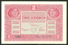 q488 UNGARIA AUSTRIA 2 KORONA COROANE 1917 fara supratipar VF text in limba romana foto