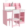 ZONEKIZ Birou copii cu scaun ergonomic cu sertar culisant pentru tastatură, nișe și rafturi deschise 90 x 45 x 90 cm roz | Aosom Romania