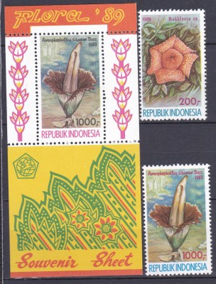 DB1 Indonezia 1989 Flora Flori 2 v. + SS MNH foto