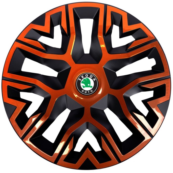 Set 4 Capace Roti 14 inchi (R14), Best Cupru-Negru, Compatibile Cu Skoda