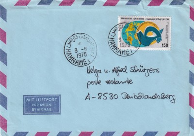 FILATELIE TEMATICA - PLIC TUNISIA TEMATICA AVION AVIOANE AVIATIE AIRMAIL AEROGRAM foto