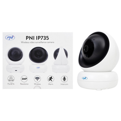 Resigilat : Camera supraveghere video PNI IP735 3Mp cu IP P2P PTZ wireless, slot c foto