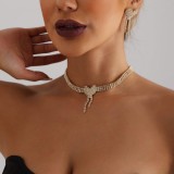 Set Bijuterii Femei Lant Choker Elegant Si Cercei Statement Cu Cristale